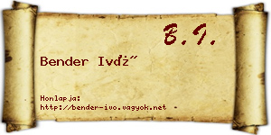Bender Ivó névjegykártya