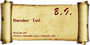 Bender Ivó névjegykártya